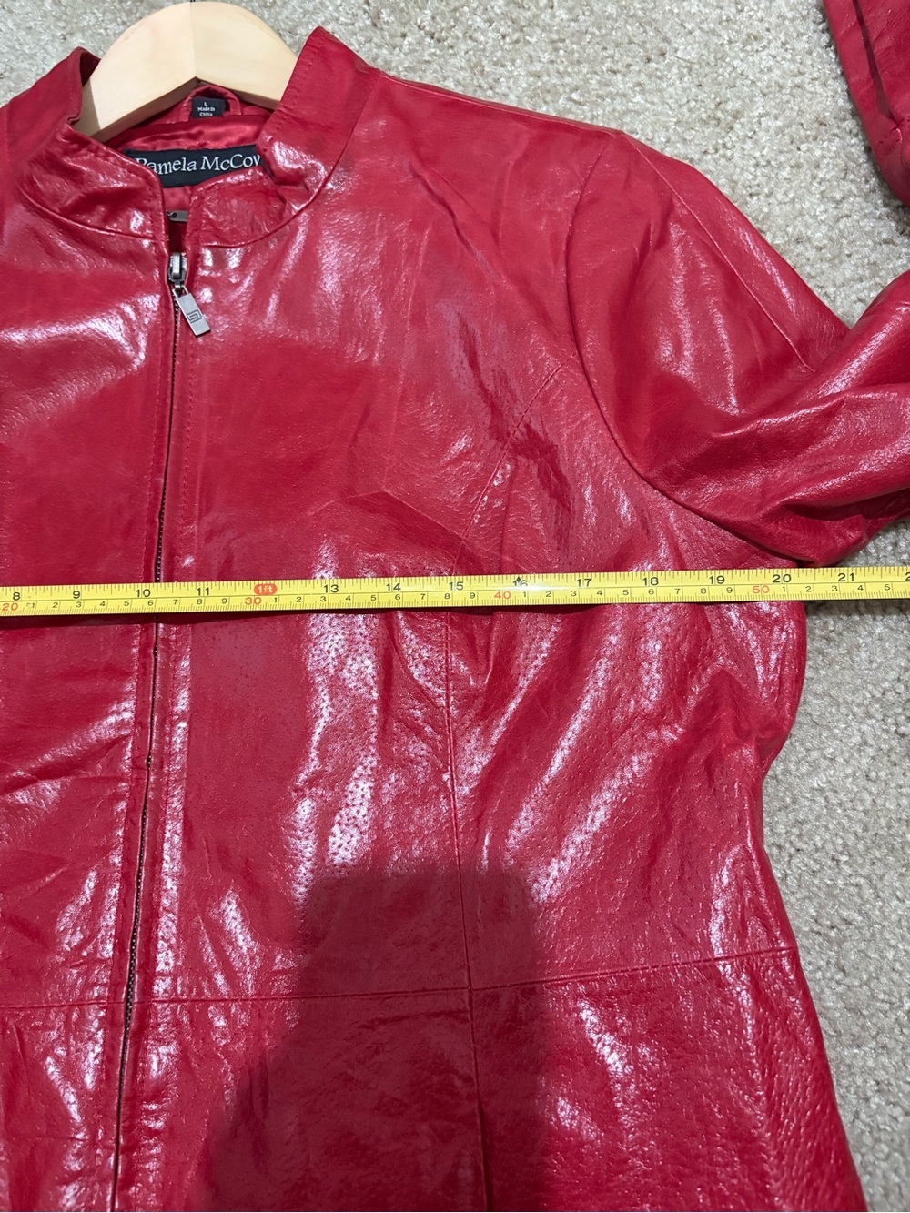 Pamela McCoy Y2K Red Leather Jacket in Large - Picture 9 of 10